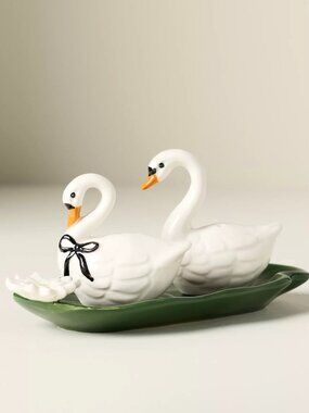 Anthropologie Swan Lake Salt & Pepper Shakers New